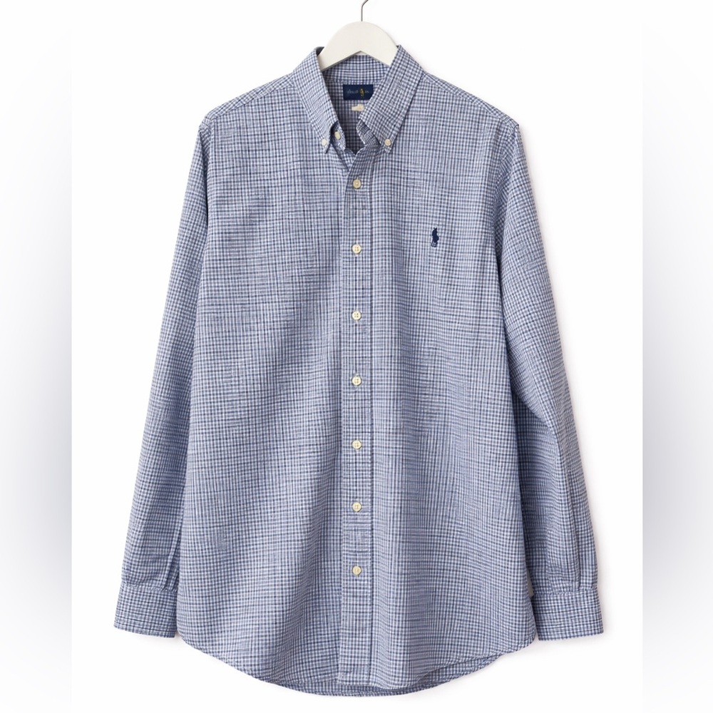 👔 Ralph Lauren Men’s Navy & White Gingham Button-Down Shirt Size XL